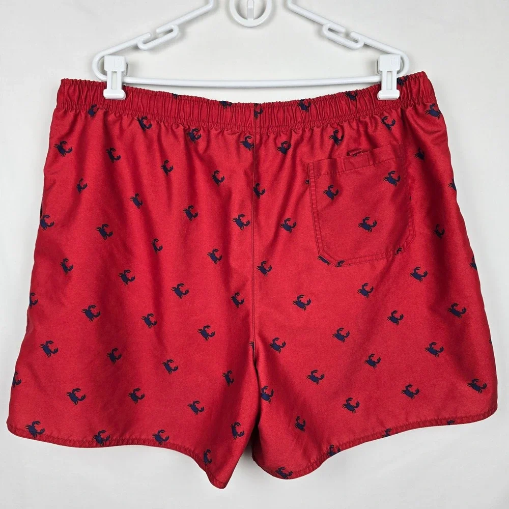 Brooks Brothers Mens XL Red Crab Print Swim Trunks Mesh Lined Board‎ Shorts